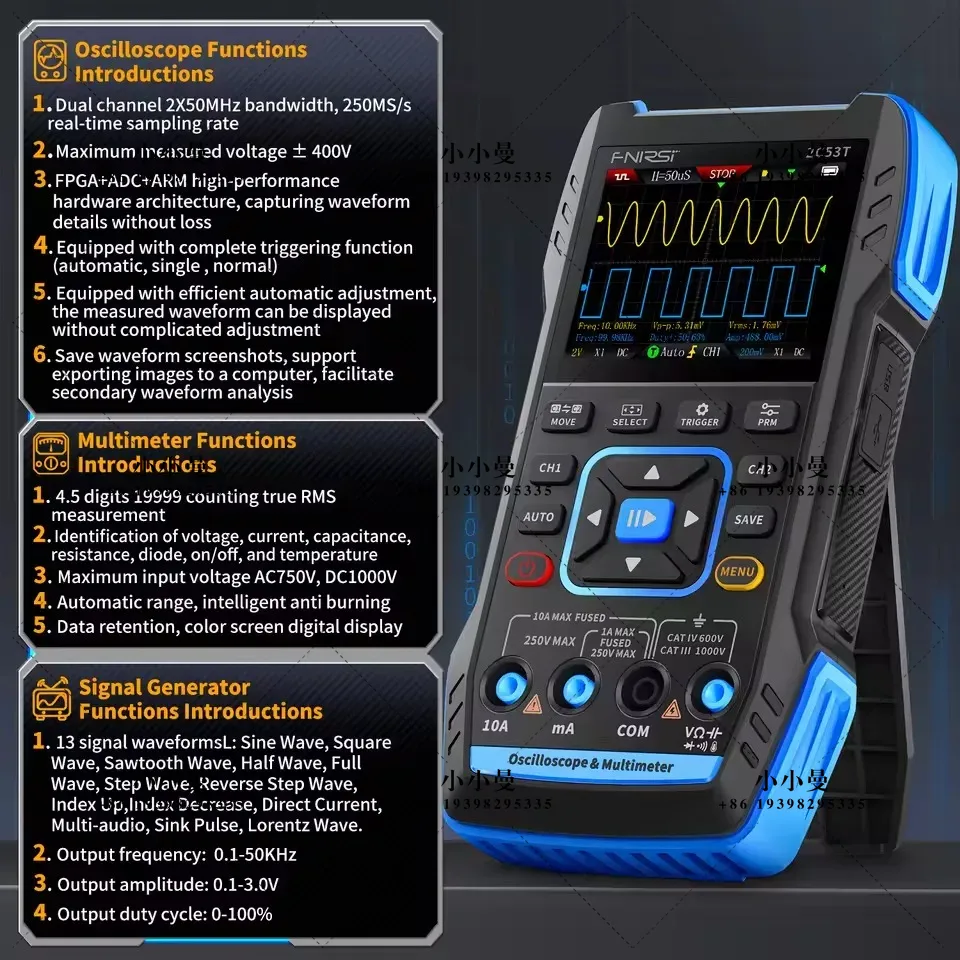 FNIRSI 2C23T10MHz, 2C53T 50MHz - đánh giá và giá Fnirsi Digital Oscilloscope Handheld